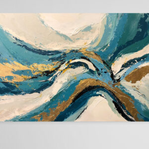 Dipinto Astratto Olio Su Tela "Riflessi Oro" 122x80cm